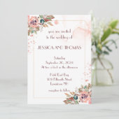 ロマンチックな水色フローラ結婚式招待状 招待状 (スタンド正面)