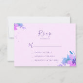 ロマンチックな水色フローラ結婚式RSVPカード 出欠カード (裏面)