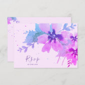 ロマンチックな水色フローラ結婚式RSVPカード 出欠カード (正面/裏面)