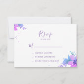 ロマンチックな水色フローラ結婚式RSVPカード 出欠カード (裏面)