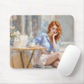 ロマンチックな油アートブルーアイドガールソフトパステルシェード マウスパッド (マウス)
