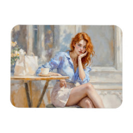 ロマンチックな油アートブルーアイドガールソフトパステルシェード マグネット