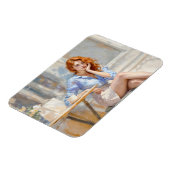 ロマンチックな油アートブルーアイドガールソフトパステルシェード マグネット (左側)