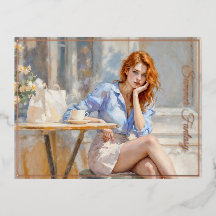 ロマンチックな油アートブルーアイドガールソフトパステルシェード