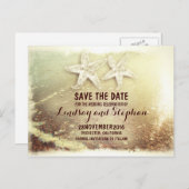 ロマンチックな海の泡とヒトデのカップルは日付を保存 案内ポストカード (正面/裏面)