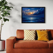 ロマンチックな海絵を描サンセットズブルーシースケープ キャンバスプリント