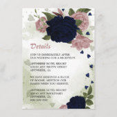 ロマンチックな海軍とピンクの花の緑の詳細 エンクロージャーカード (正面)