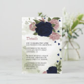 ロマンチックな海軍とピンクの花の緑の詳細 エンクロージャーカード (スタンド正面)