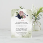 ロマンチックな海軍とピンクの花の緑の詳細 エンクロージャーカード (スタンド正面)