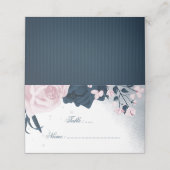 ロマンチックな海軍とピンクの花 プレイスカード (外部開封)