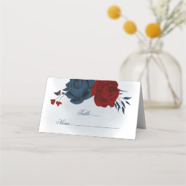 ロマンチックな海軍とブルゴーニュの花の座席表 プレイスカード