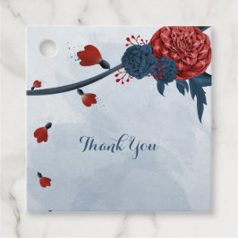 ロマンチックな海軍とブルゴーニュの花メッセージカード フェイバータグ