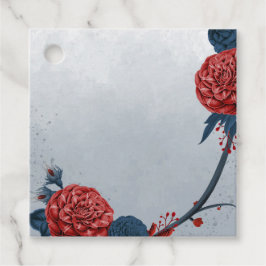 ロマンチックな海軍とブルゴーニュの花メッセージカード フェイバータグ