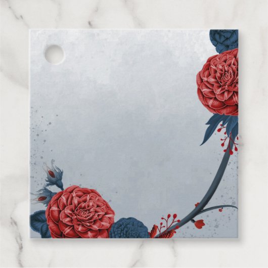 ロマンチックな海軍とブルゴーニュの花メッセージカード フェイバータグ (正面)