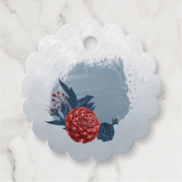 ロマンチックな海軍とブルゴーニュの花メッセージカード フェイバータグ