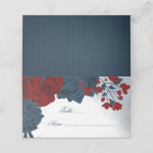 ロマンチックな海軍とブルゴーニュの花 プレイスカード (外部開封)