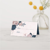 ロマンチックな海軍と埃っぽいバラの花 プレイスカード (正面)