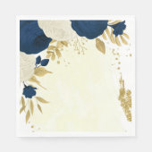ロマンチックな海軍と白い花結婚金ゴールド スタンダードランチョンナプキン (正面)