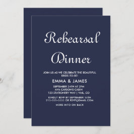 ロマンチックな海軍の書道のリハーサルディナー 招待状