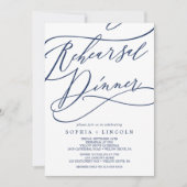 ロマンチックな海軍の書道のリハーサルディナー 招待状 (正面)