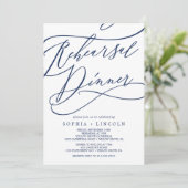 ロマンチックな海軍の書道のリハーサルディナー 招待状 (スタンド正面)