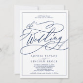 ロマンチックな海軍の書道の枠結婚をすべて 招待状 (正面)