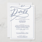 ロマンチックな海軍の書道の枠結婚をすべて 招待状 (裏面)