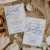 ロマンチックな海軍の書道の枠結婚をすべて 招待状