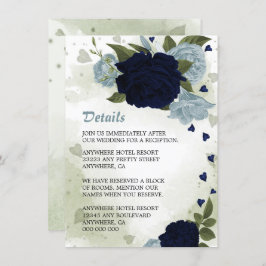 ロマンチックな海軍&ほこりっぽい青い花の緑の詳細 エンクロージャーカード