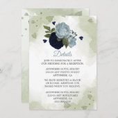 ロマンチックな海軍&ほこりっぽい青い花の緑の詳細 エンクロージャーカード (正面/裏面)