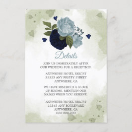 ロマンチックな海軍&ほこりっぽい青い花の緑の詳細 エンクロージャーカード