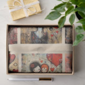 ロマンチックな混合メディア背景カップルのバレンタイン2 薄葉紙 (ギフト)