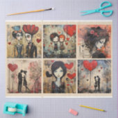 ロマンチックな混合メディア背景カップルのバレンタイン2 薄葉紙 (クラフト)