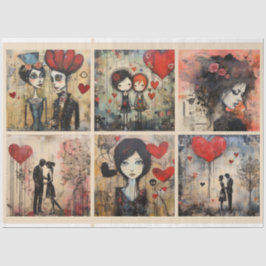 ロマンチックな混合メディア背景カップルのバレンタイン2 薄葉紙