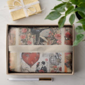 ロマンチックな混合メディア背景カップルのバレンタイン3 薄葉紙 (ギフト)