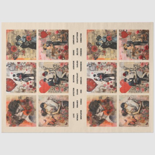 ロマンチックな混合メディア背景カップルのバレンタイン3 薄葉紙 (正面)