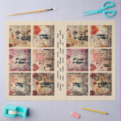 ロマンチックな混合メディア背景カップルのバレンタイン4 薄葉紙 (クラフト)