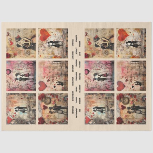 ロマンチックな混合メディア背景カップルのバレンタイン4 薄葉紙 (正面)