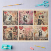 ロマンチックな混合メディア背景カップルのバレンタイン 薄葉紙 (クラフト)