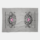 ロマンチックな渦とハート結婚の キッチンタオル (横)