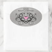 ロマンチックな渦とハート結婚の 楕円形シール (バッグ)