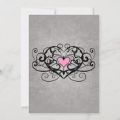 ロマンチックな渦巻きとハートブライダル昼食会 招待状 (裏面)