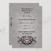 ロマンチックな渦巻きとハートブライダル昼食会 招待状 (正面/裏面)