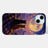 ロマンチックな満月と夜空を見つめる二匹の猫 Case-Mate iPhoneケース (裏面 (横))