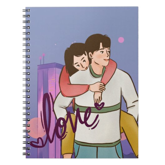 ロマンチックな漫画のノート – かわいいカップル ノートブック (正面)