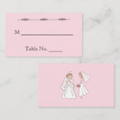 ロマンチックな漫画の花嫁結婚の座席表 プレイスカード (正面/裏面)