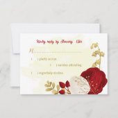 ロマンチックな濃い赤と白の花 出欠カード (正面)