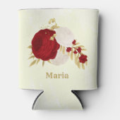 ロマンチックな濃い赤と白結婚の花 缶クーラー (正面)