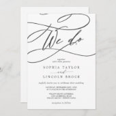 ロマンチックな灰色の書道 | Flowish We Do 結婚's 招待状 (正面/裏面)