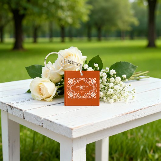 ロマンチックな焦げオレンジMr. & Mrs. Acrylic Keychain キーホルダー